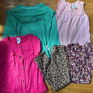 Mixed Girls 4T Lot Cat & Jack Carters Oshkosh Ribbed Cheetah Leggings Floral